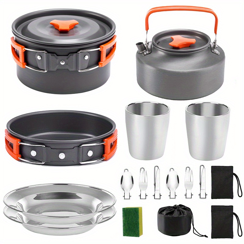 Camping Cooking Propane - 17pcs Camping Cookware Set, Portable Non-Stick