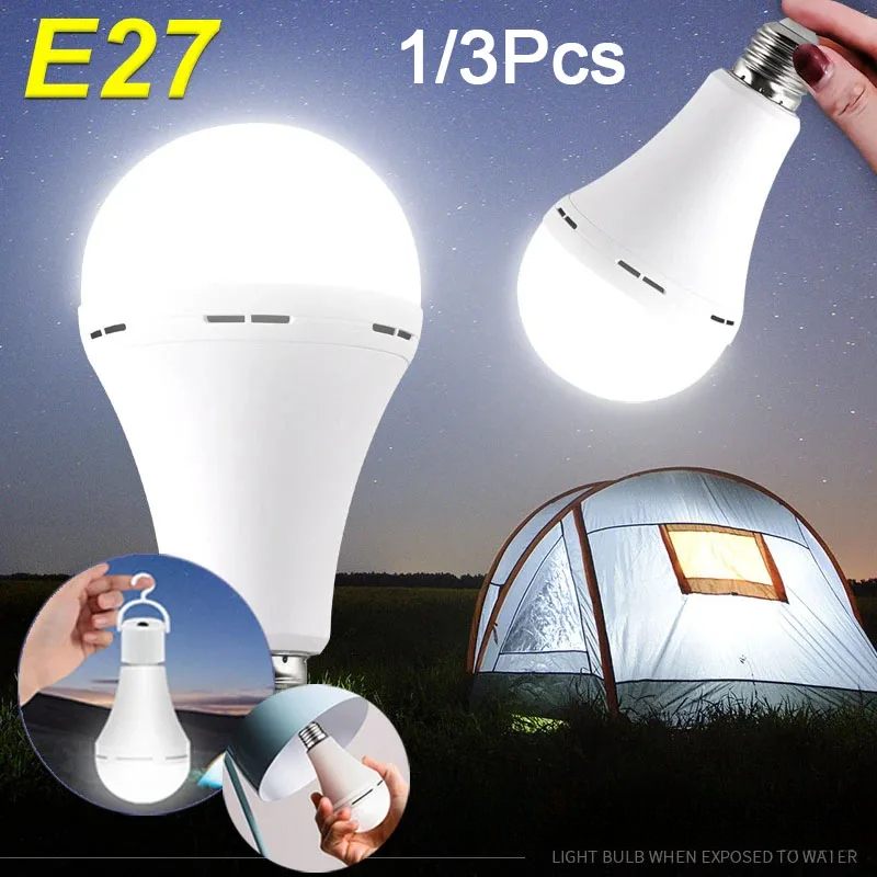 Camping Cooking Over Fire - 1/3 Pcs Rechargeable Bulb LED Outdoor