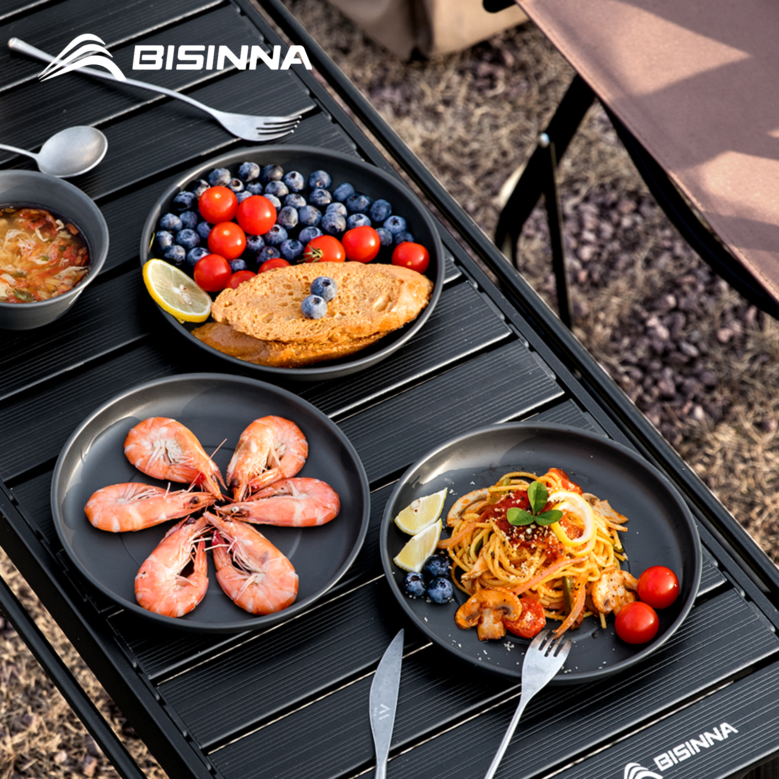 Camping Cooking Dishes - BISINNA Camping Plate Lightweight Tableware Aluminum