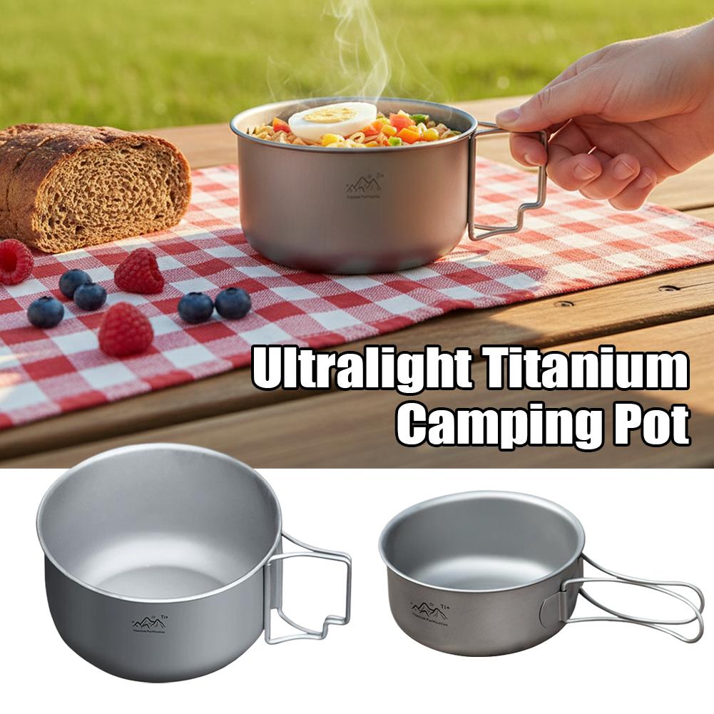 Camping Cooking Kettle - Compact Titanium Alloy Camping Pot Backpacking