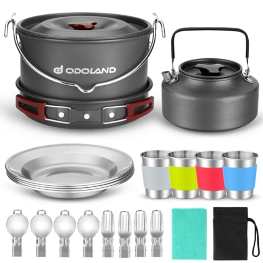 Camping Cooking Dishes - 22pcs Camping Cookware Mess Kit, Large