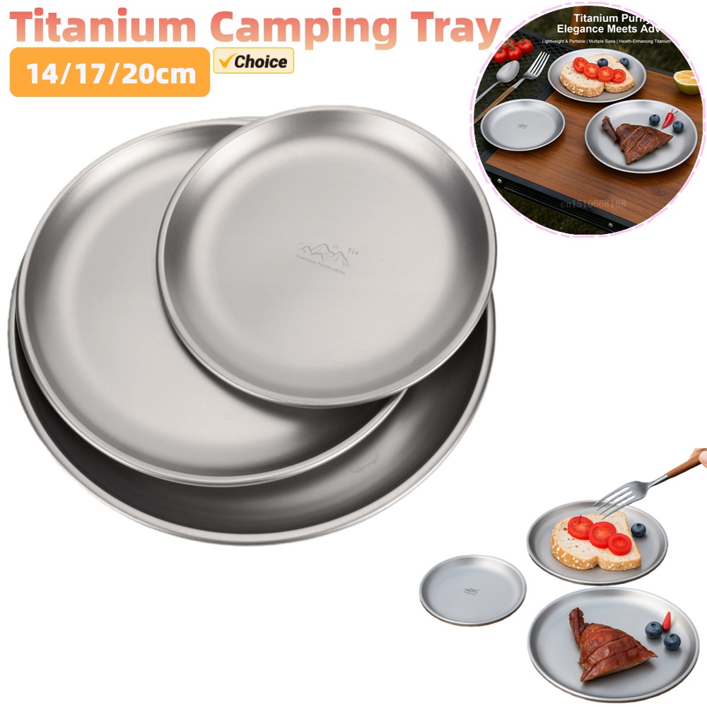 Camping Cooking Dishes - 14/17/20cm Titanium Camping Plate 1/3Pcs Camping