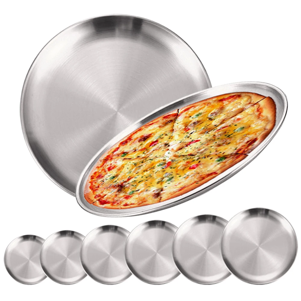 Camping Cooking Dishes - 2Pcs Stainless Steels Round Silver Shallow