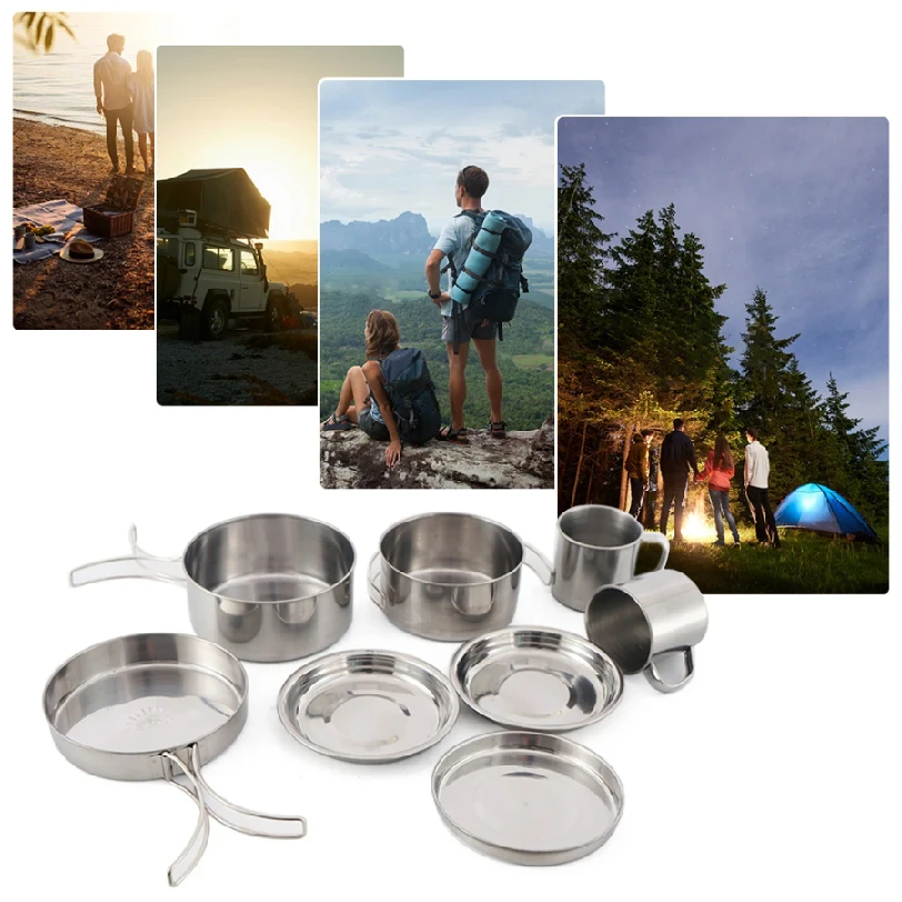 8pcs/Set Camping Cookware Mess - Camping Cooking Dishes ulasan dan harga