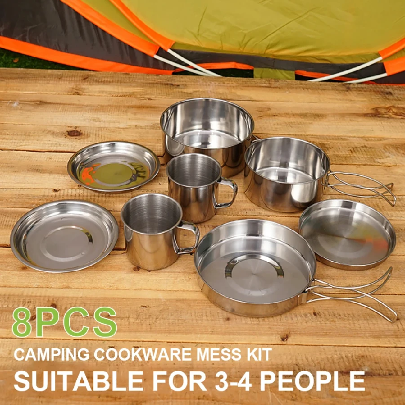 8pcs/Set Camping Cookware Mess - Camping Cooking Dishes ulasan dan harga