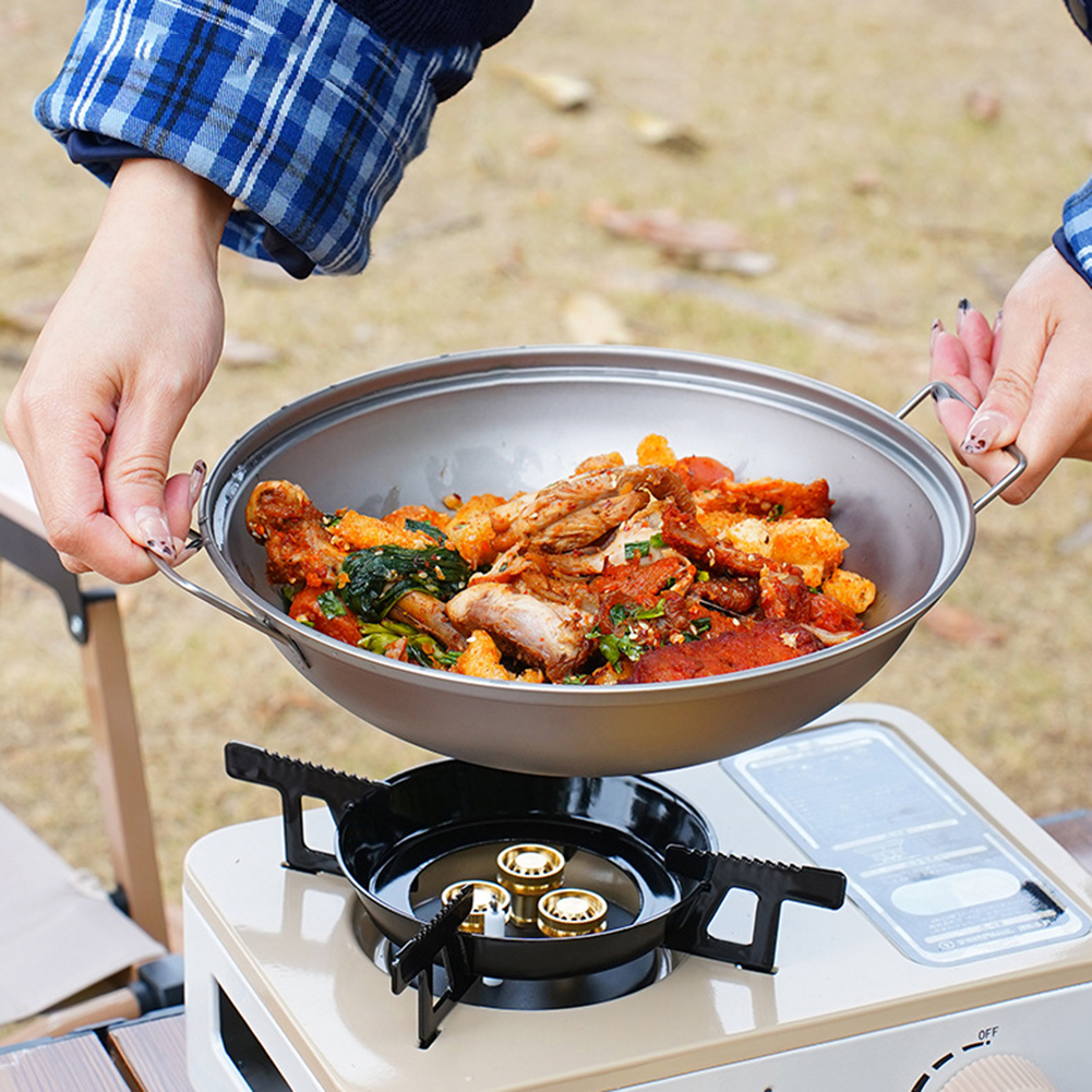 Titanium Wok Pan with Lid Doub - Camping Cooking Pack ulasan dan harga