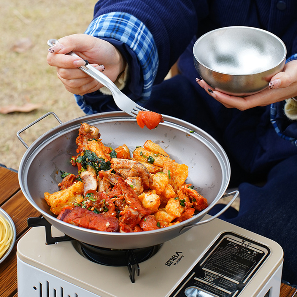 Titanium Wok Pan with Lid Doub - Camping Cooking Pack ulasan dan harga