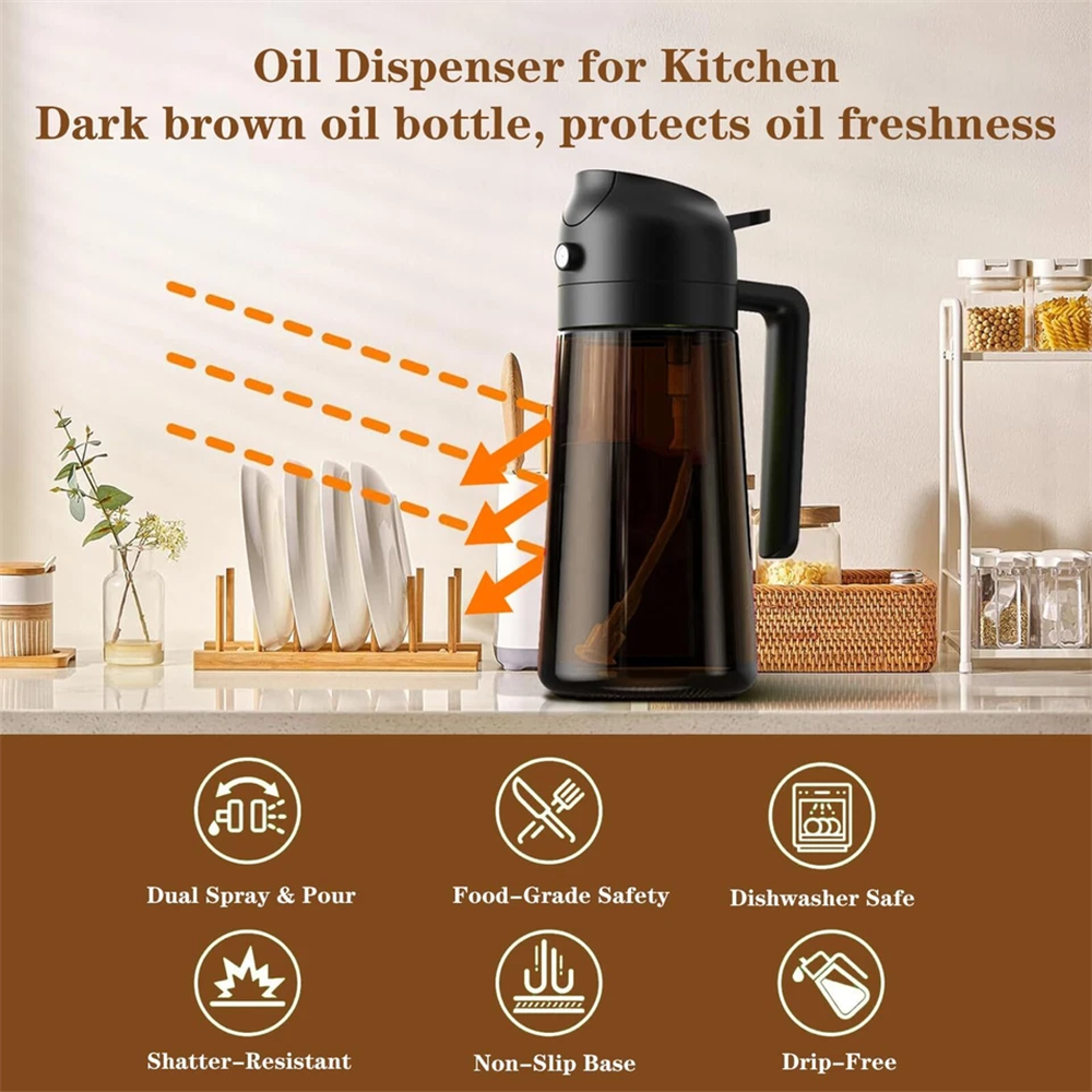 2-in-1 Glass Oil Sprayer & Dis - Camping Cooking Oil Bottle ulasan dan harga