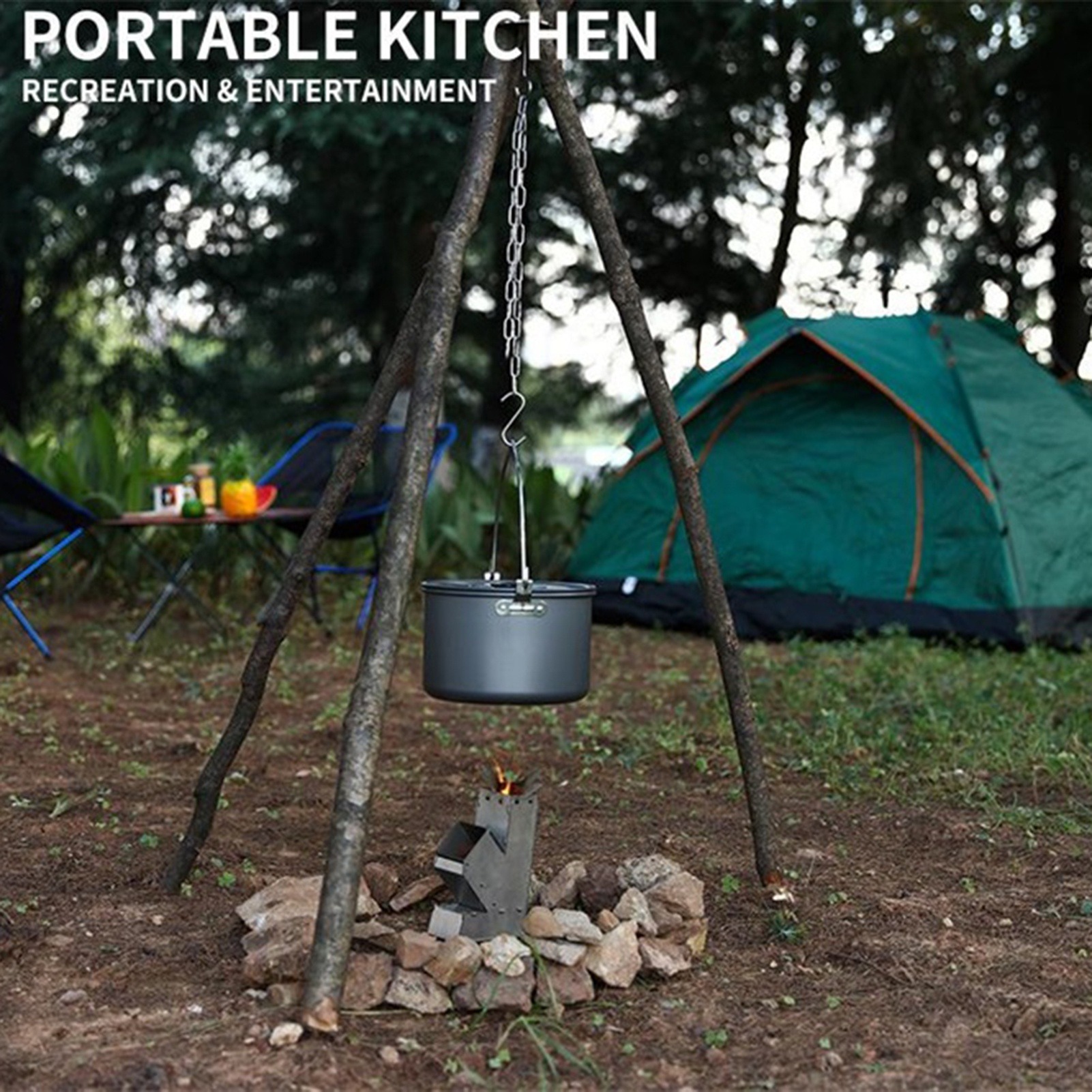 Stainless Steel Camping Tripod - Camping Cooking Pot Tripod ulasan dan harga