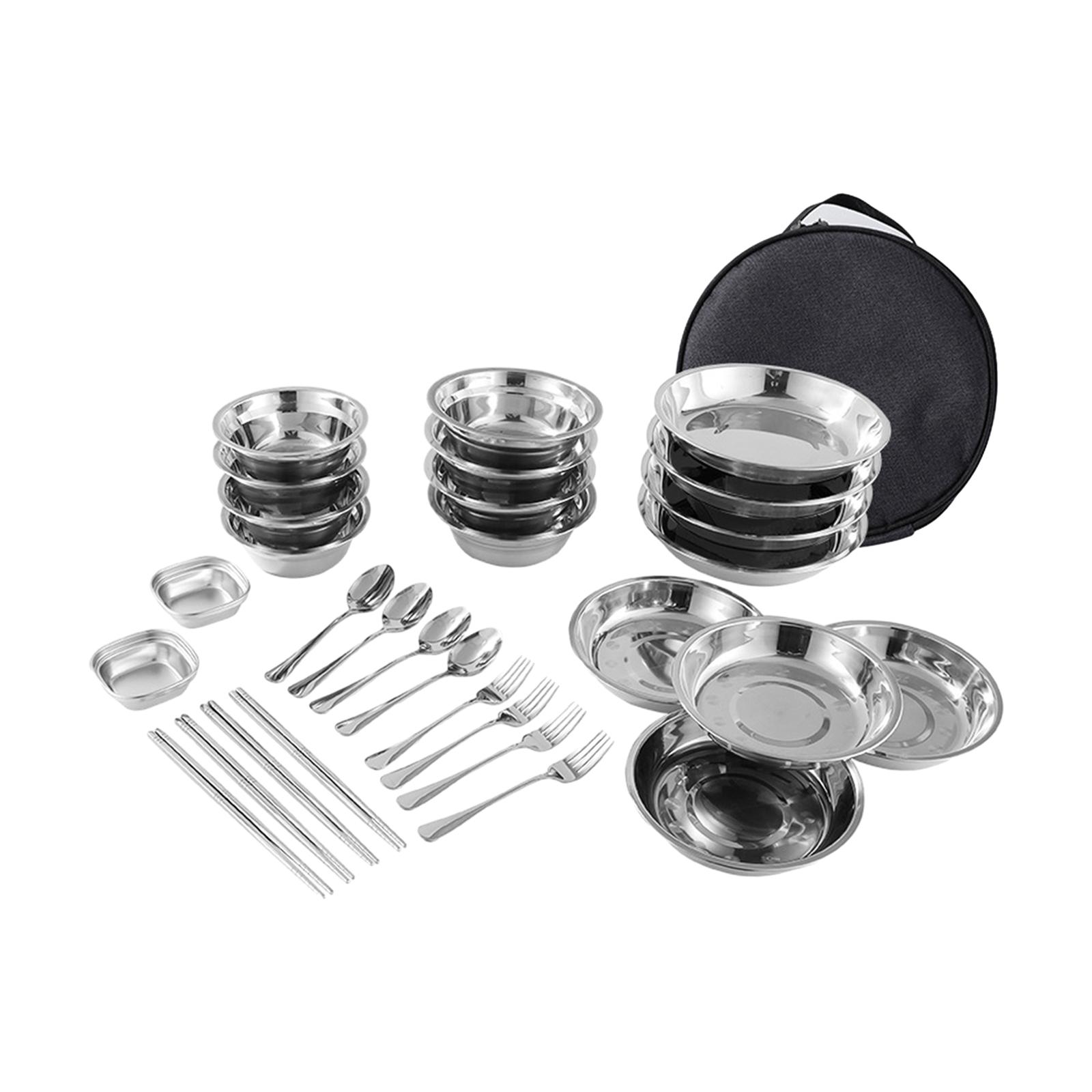 Stainless Steel Plates and Bow - Camping Cooking Pack ulasan dan harga