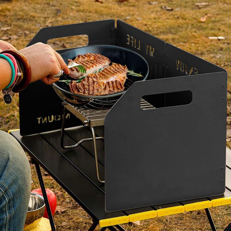 Four-Fold Gas Stove Wind Shiel - Camping Cooking Windscreen ulasan dan harga
