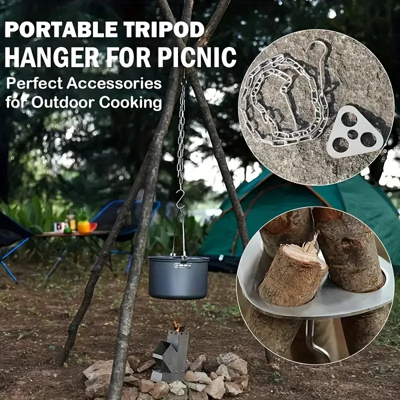 3pcs Stainless Steel Portable  - Camping Cooking Pot Tripod ulasan dan harga