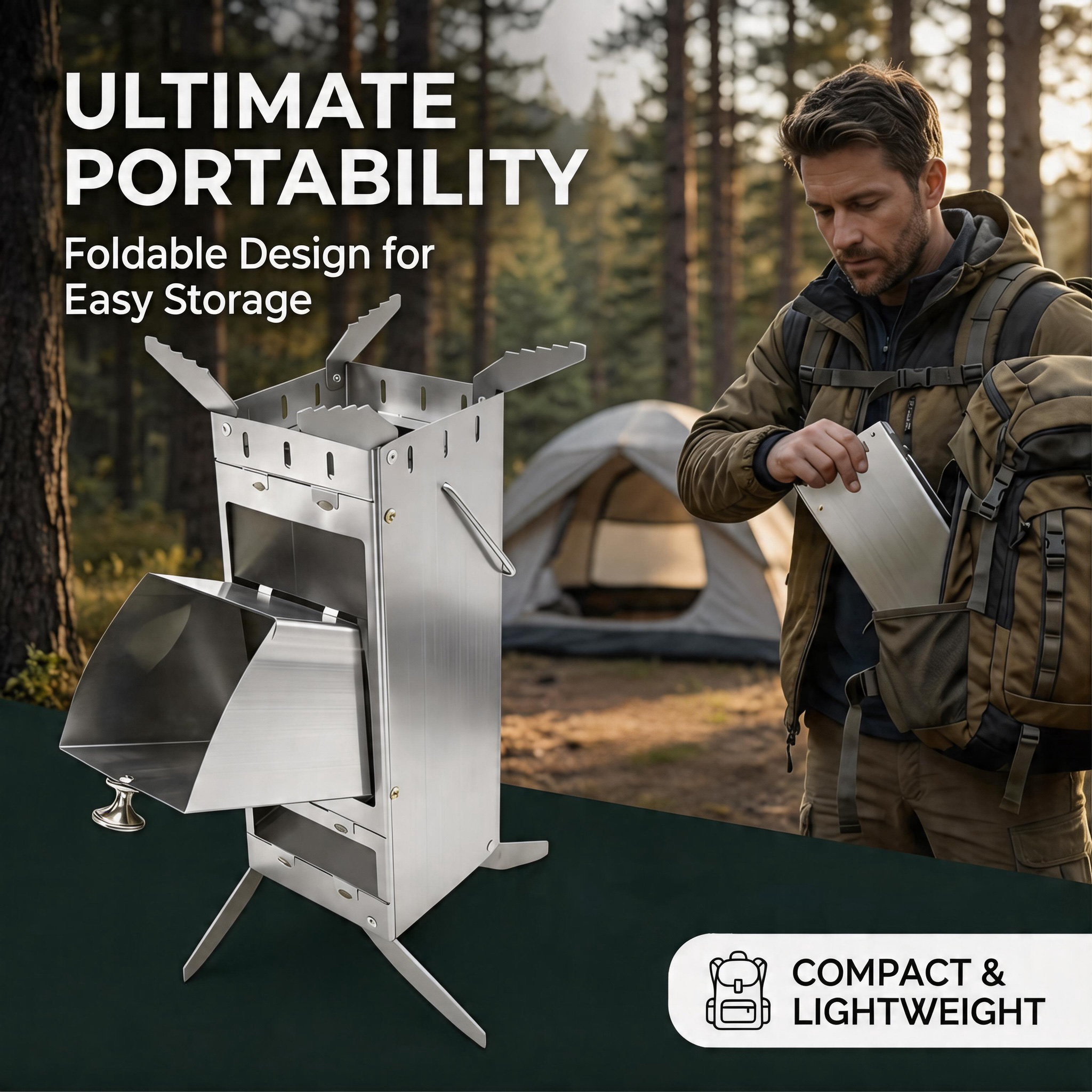Portable Foldable Rocket Stove - Camping Cooking Equipment ulasan dan harga