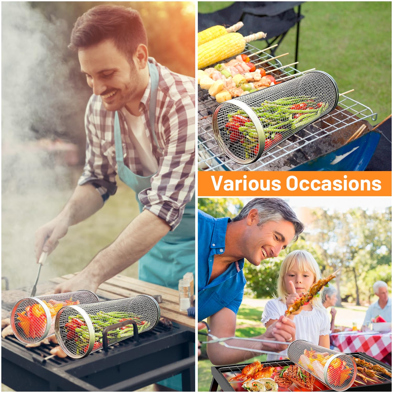 2 Pieces Rolling Grilling Bask - Camping Cooking Pack ulasan dan harga