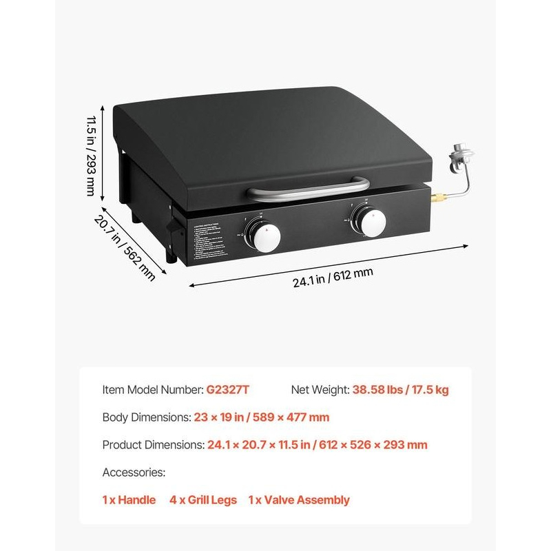 Gas Griddle, 2 Burner Tabletop - Camping Cooking Flat Top ulasan dan harga
